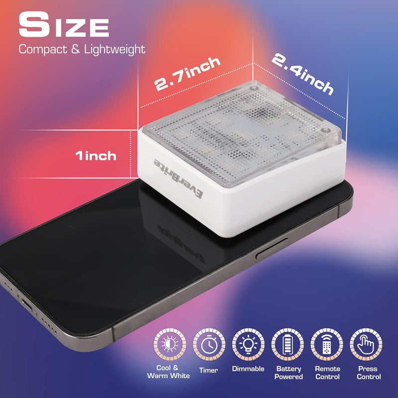 EverBrite Closet Light, LED Tap Lights Push Lights with Remote Control, Battery Powered Stick On Lights for Kitchen, Cabinet, Under Counter, Bedroom (6PCS) - Image 3